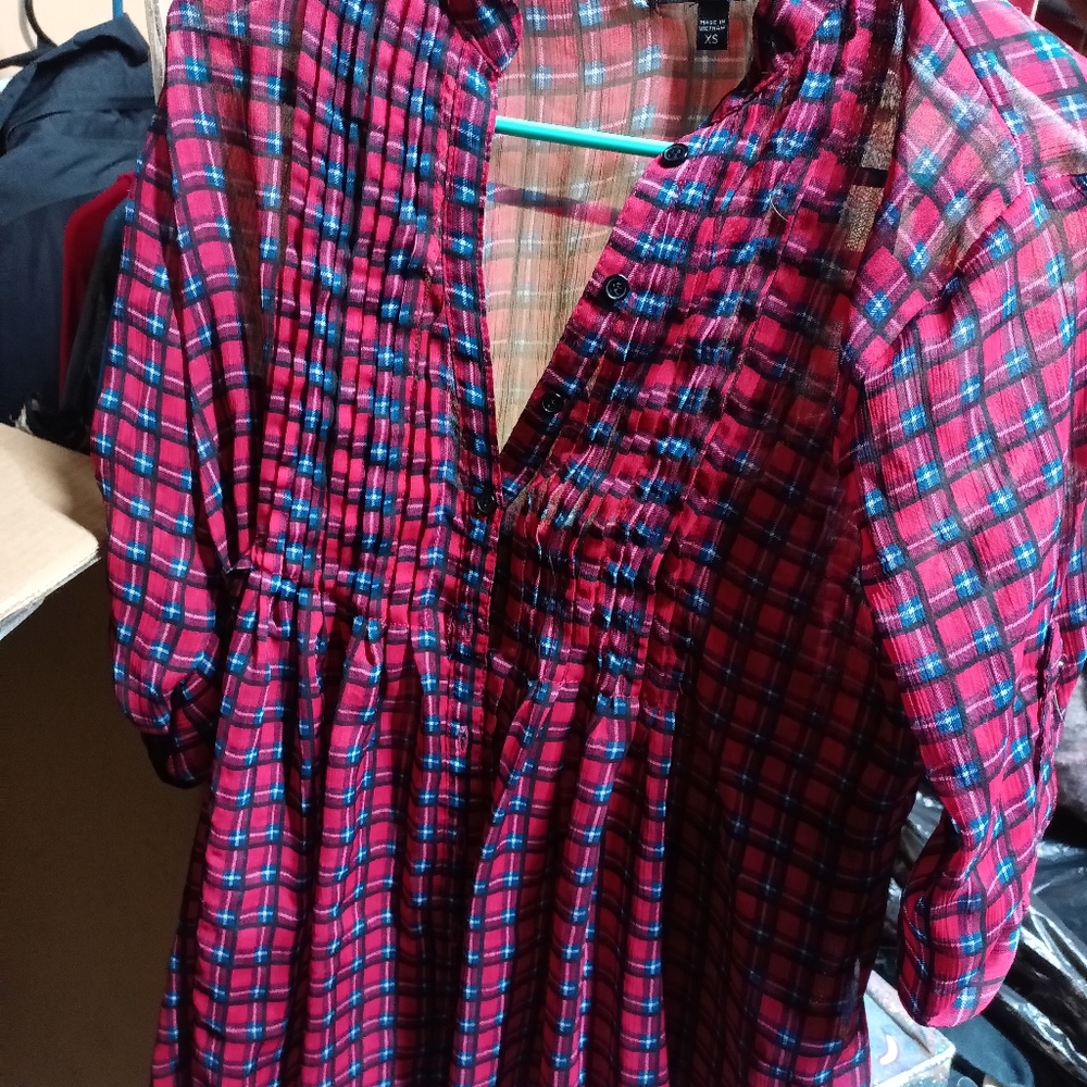 Women's sheer flannel shirt dress